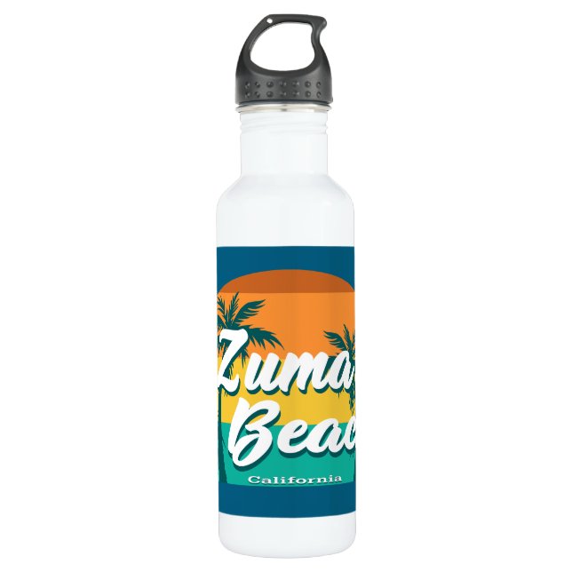 Zuma Beach California Stainless Steel Water Bottle (Front)