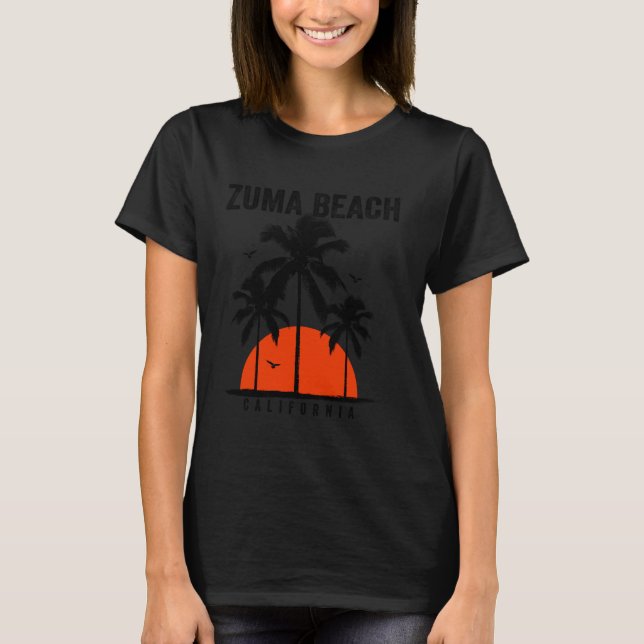 Zuma Beach California Surfing Surfboarding T-Shirt (Front)
