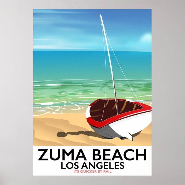 Zuma Beach LA Rail beach poster (Front)