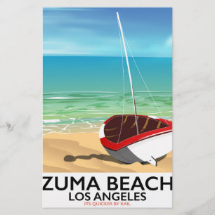 Zuma Beach LA Rail beach poster Stationery