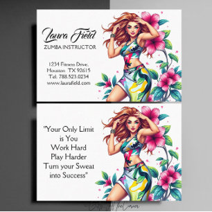 Zumba Instructor / Personal Trainer Pink Flower  Business Card
