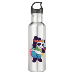 Panda Flask D1 8oz Stainless Steel Giant Bear Black and White Cute Fluffy Rare 
