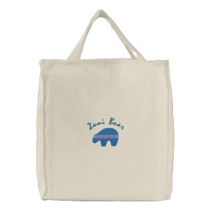 Zuni Bear Native American Symbol Design 1 Embroidered Tote Bag