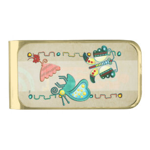 Zuni Butterfly 2 Folk Art Gold Finish Money Clip