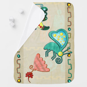 Zuni Butterfly 2 Folk Art Stroller Blanket