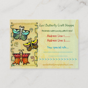 Zuni Butterfly Folk Art CRAFTS HANDMADE TRADING Business Card