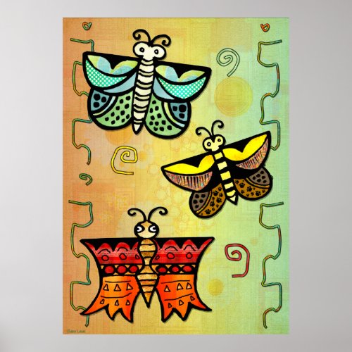 Zuni Butterfly Folk Art Poster