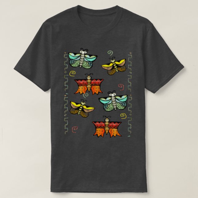 Zuni Butterfly Folk Art T-Shirt (Design Front)