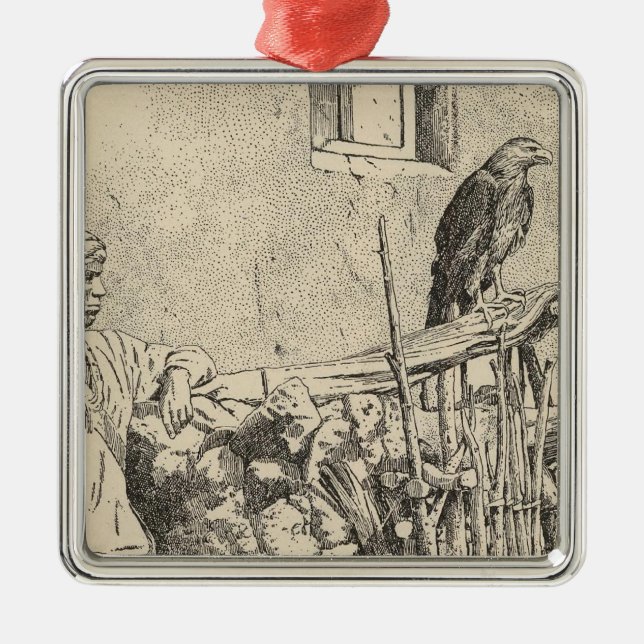 Zuni eagle cage metal ornament (Front)