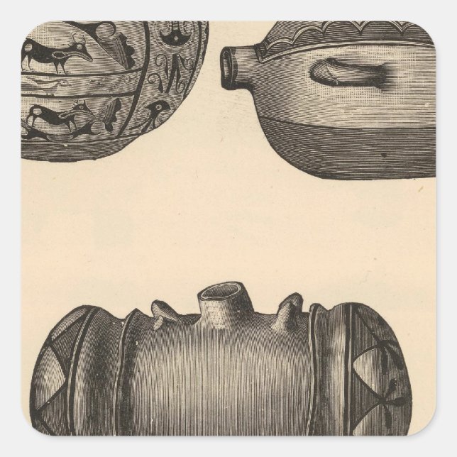Zuni pottery square sticker (Front)