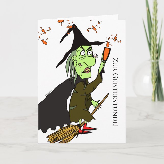 Zur Geisterstunde, German Halloween, Green Witch Card (Front)