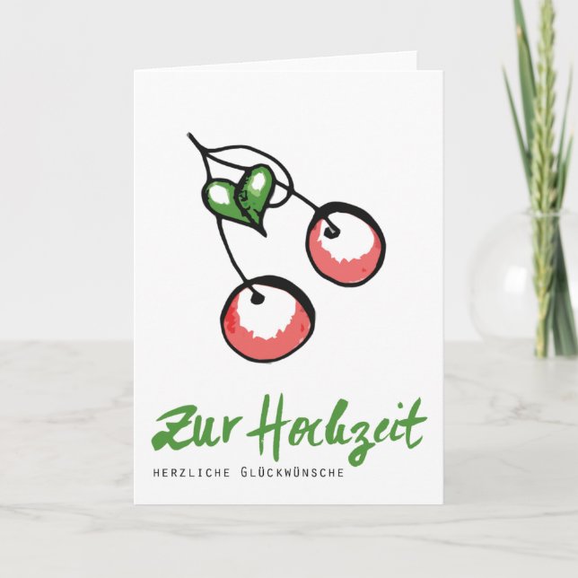 Zur Hochzeit: Glückwunscharte Kirschen und Herz Card (Front)
