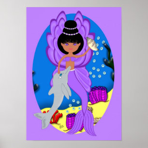 Zuri the Purple Merfaery and Dolphin Poster