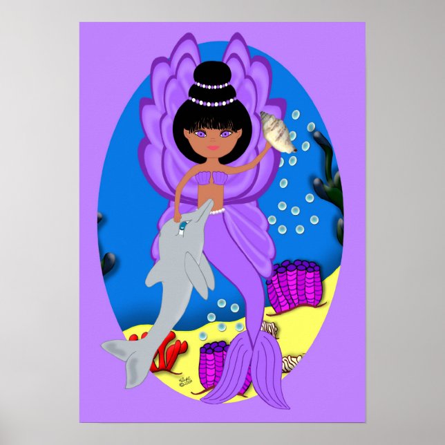 Zuri the Purple Merfaery and Dolphin Poster (Front)