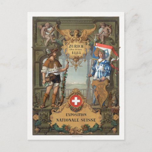 Zrich 1883 Exposition Nationale Suisse Vintage Po Postcard