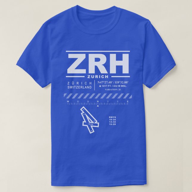 Zurich Airport ZRH Tee Shirt (Design Front)