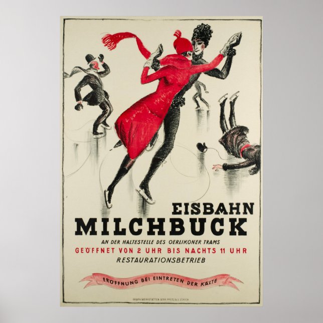 Zurich, Eisbahn Milchbuck Vintage Poster (Front)