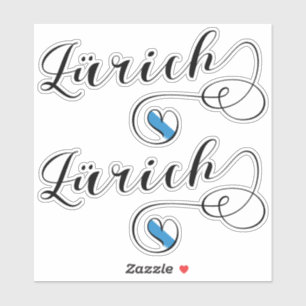 Zürich Flag in Heart, Switzerland Sticker