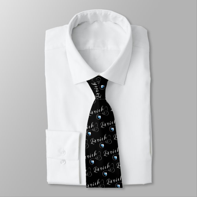Zürich Flag in Heart, Zurich, Switzerland Neck Tie (Tied)