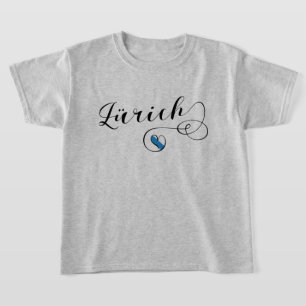 Zürich Flag in Heart, Zurich, Switzerland T-Shirt