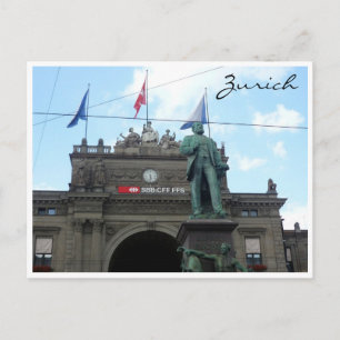 zUrich hauptbahnhof statue Postcard