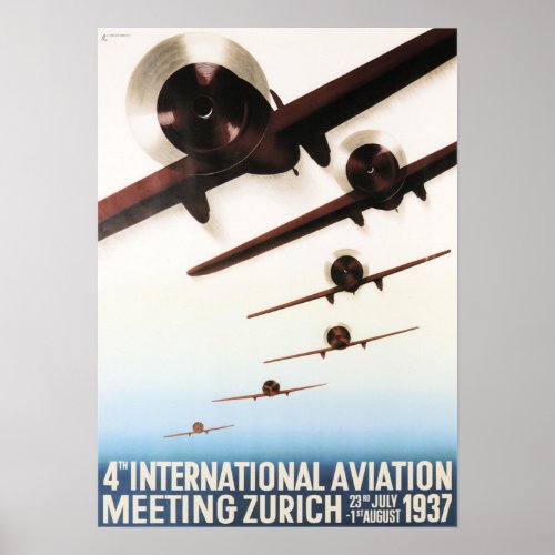 ZURICH INT AVIATION MEET Vintage Airplane Poster