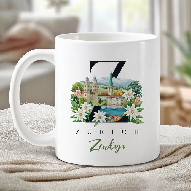 Zurich Monogram Letter Z Personalized Gift Coffee Mug (Zurich Monogram Letter Z Personalized Gift Coffee Mug)