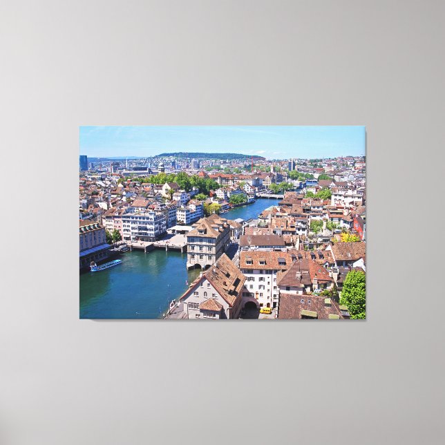 Zurich. Panorama from the Grossmunster Tower. Canvas Print (Front)