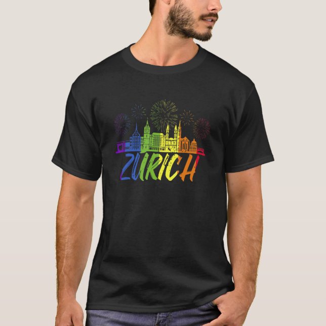 Zurich Pride Skyline  Pride Parade Zurich T-Shirt (Front)