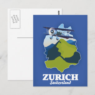 Zurich Region Switzerland map Postcard