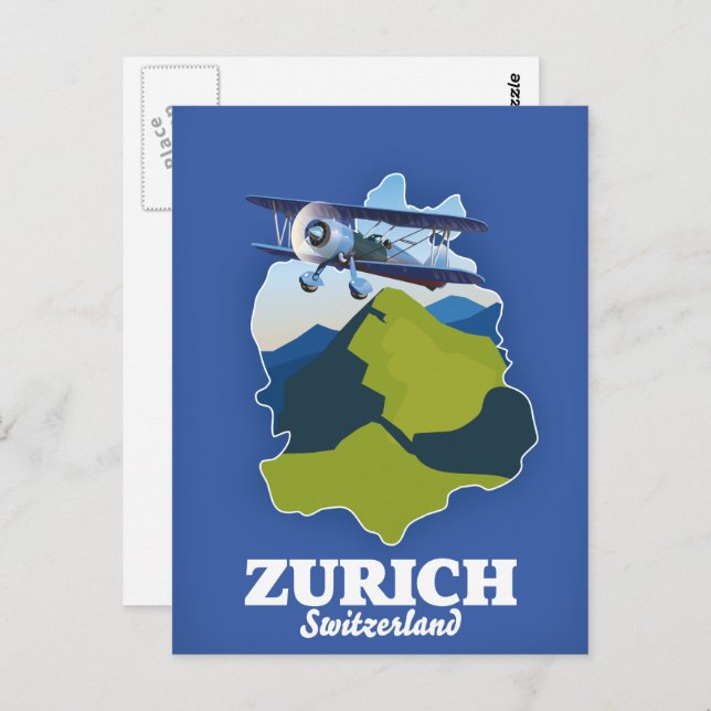 Zurich Region Switzerland map Postcard (Front/Back)
