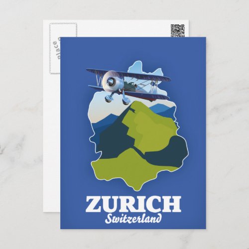 Zurich Region Switzerland map Postcard