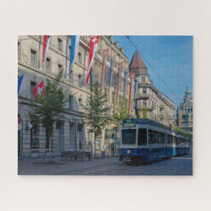 Zurich Street Scene With Tram Jigsaw Puzzle