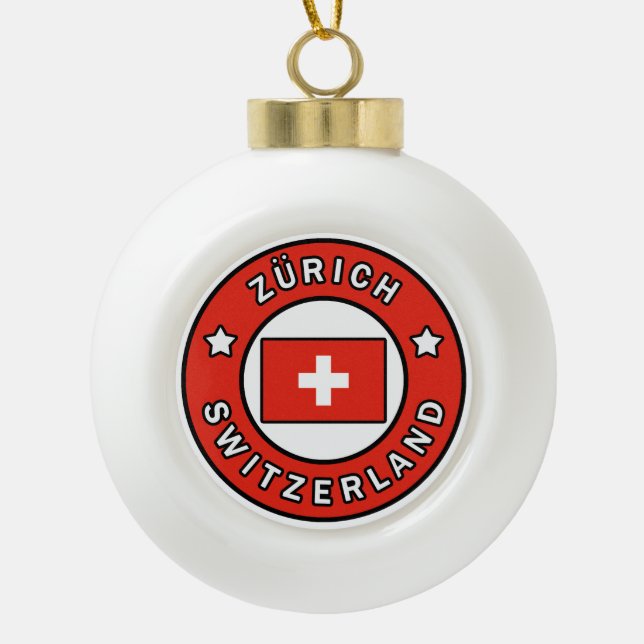 Zürich Switzerland Ceramic Ball Christmas Ornament (Front)