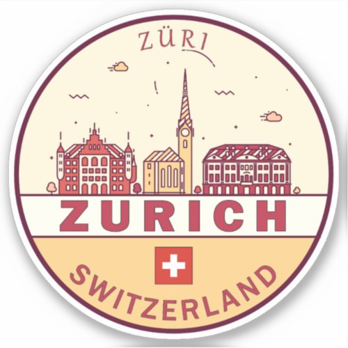 Zurich Switzerland City Skyline Emblem Sticker