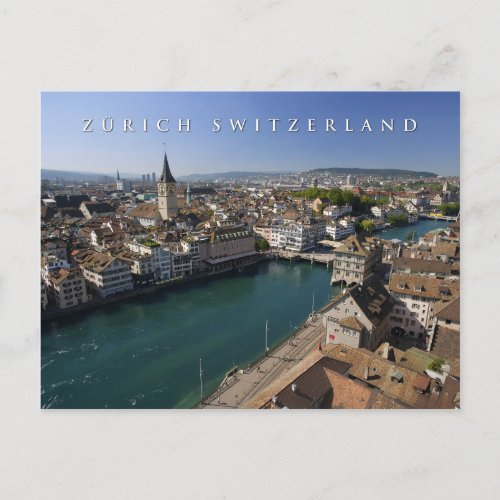 zurich switzerland cityscape postcard