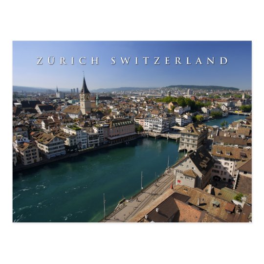zurich switzerland cityscape postcard