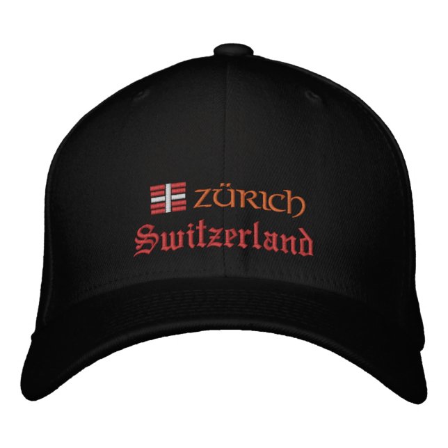 Zürich & Switzerland fashion / Swiss Flag Patriots Embroidered Baseball Cap (Front)