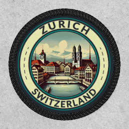 Zurich Switzerland Illustration Travel Art Badge