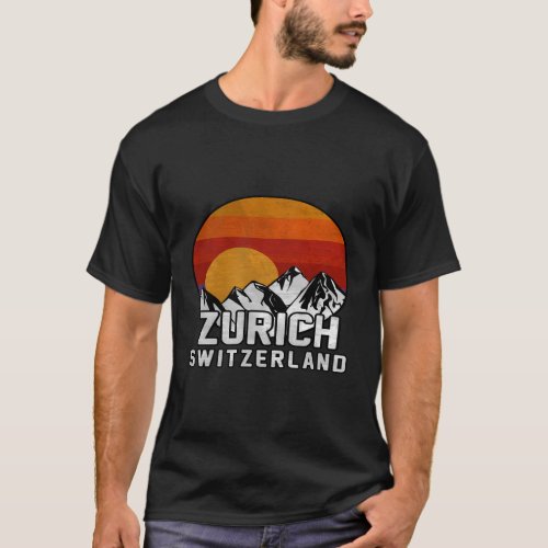 Zurich Switzerland Mountain Sunset T_Shirt