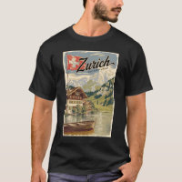 Zurich Switzerland Painterly Travel Art Vintage