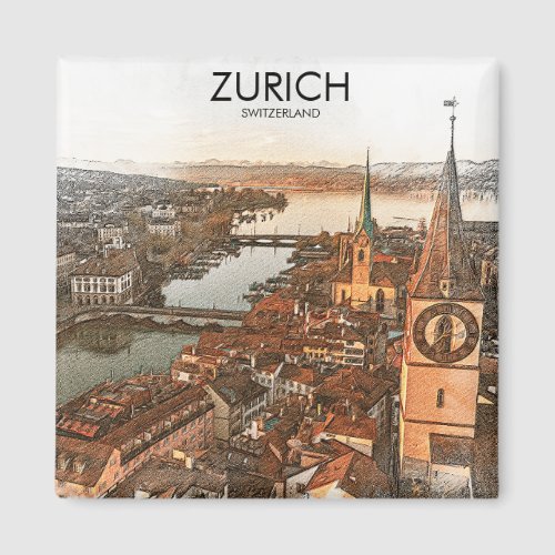 Zurich Switzerland Panorama View Magnet