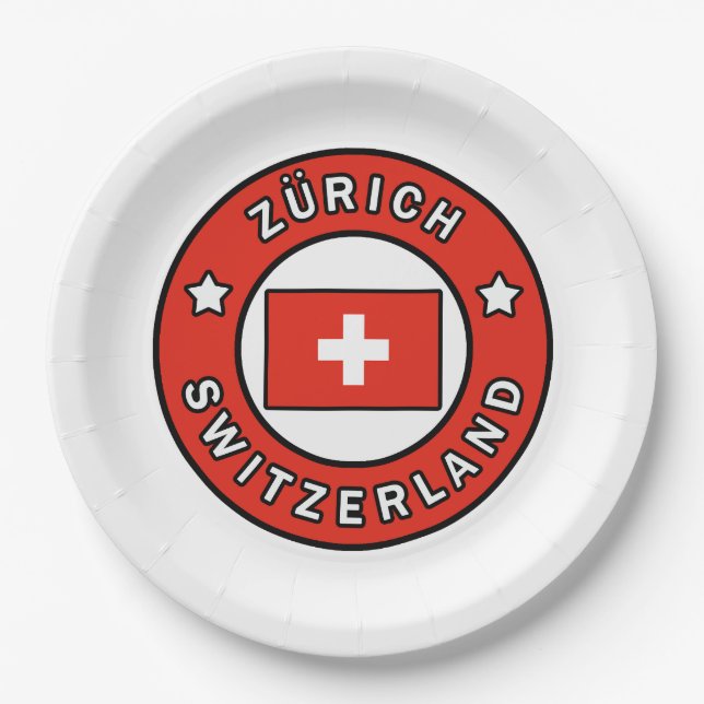 Zürich Switzerland Paper Plates (Front)