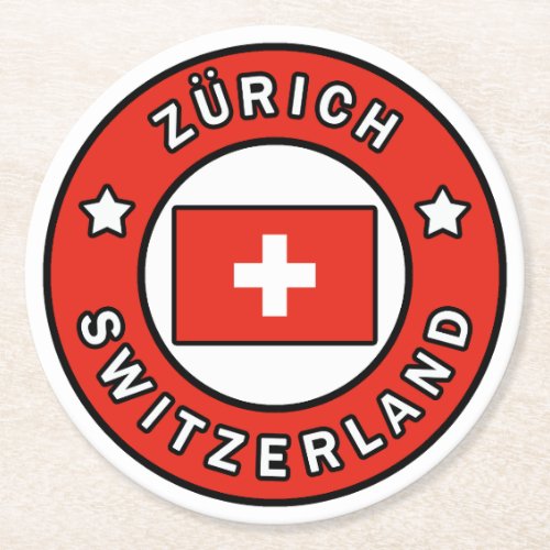 Zrich Switzerland Round Paper Coaster