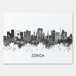 Zurich Switzerland Skyline BW Sign