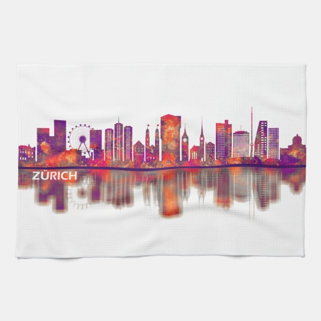 Zurich Switzerland Skyline Kitchen Towel (Horizontal)