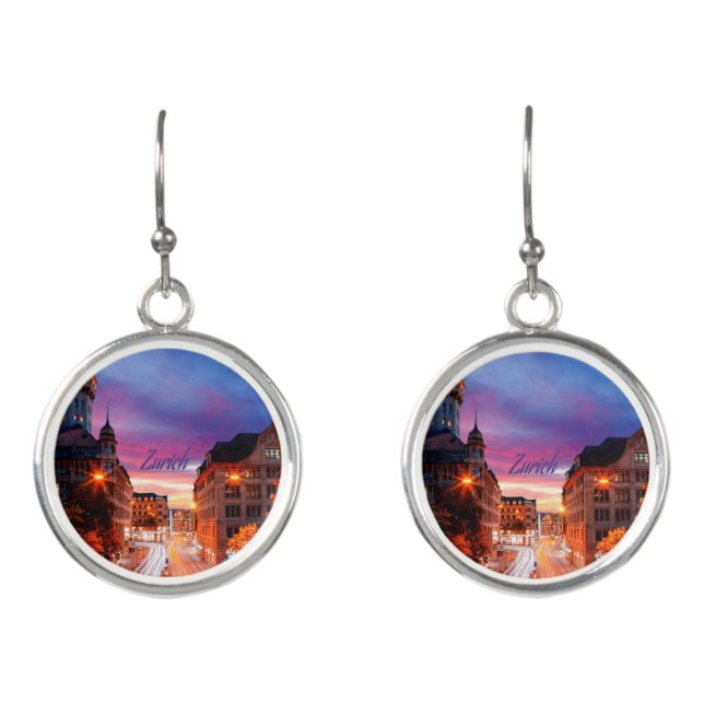 Zurich Switzerland Sunset Earrings (Front)