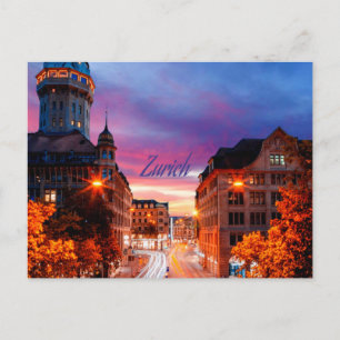 Zurich Switzerland Sunset Postcard