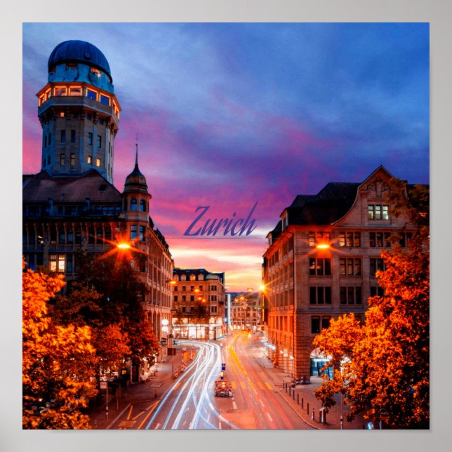 Zurich Switzerland Sunset Poster (Front)