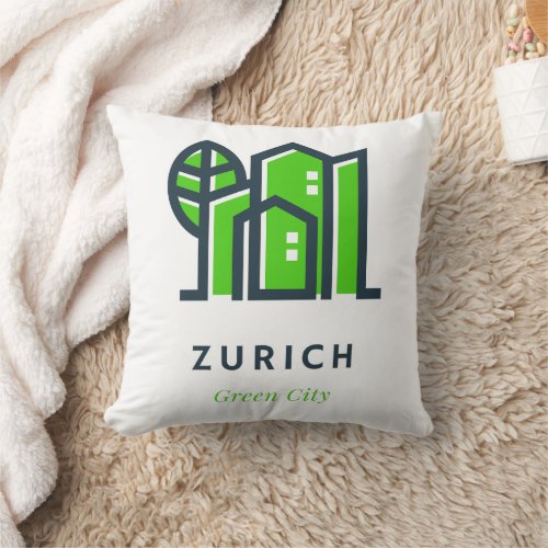 Zurich Switzerland Sustainable Green City Throw Pillow